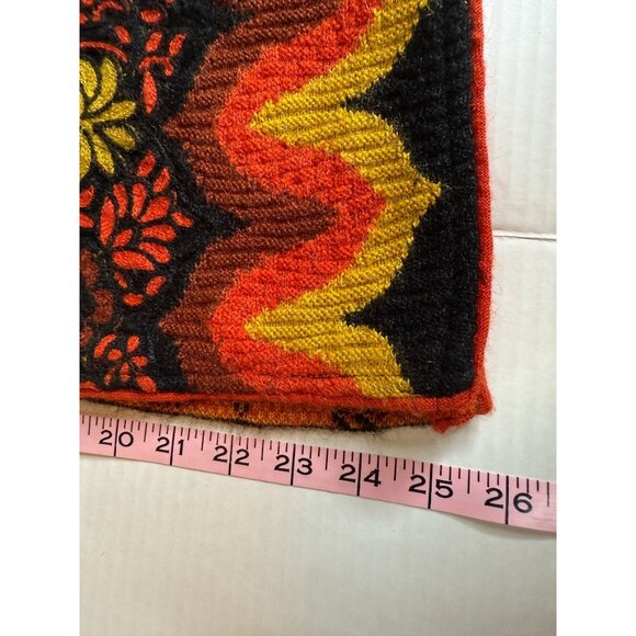 Teacher Long Knit Sweater Black Multicolor Floral Jacquard Pattern L Boho Artsy - Picture 8 of 9